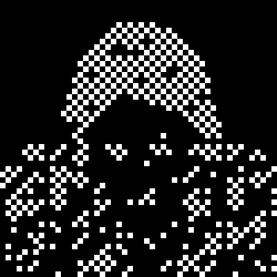 Dithered monochrome pixel artwork